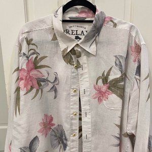 Men's Tommy Bahama Long Sleeve White Linen Shirt